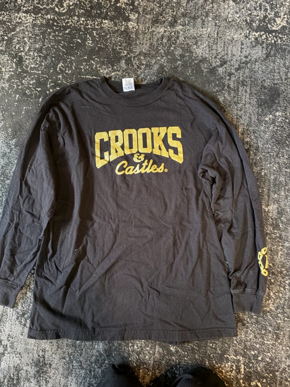 Crooks & Castles Black Tee with White Tag Logo